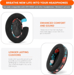 Padz Velour - the Ultimate Upgraded Earpads by Wicked Cushions - Compatible with Audio Technica, Hyperx, Steelseries Arctis & More - Extra Thick - Bigger Opening - Softer Memory Foam | Black Floral - Image 5