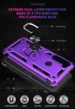 Moto G Stylus/Pro Case with Tempered Glass Screen Protectors, Ring Kickstand Car Mount, Shockproof Cover, Purple - Image 4
