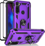 Moto G Stylus/Pro Case with Tempered Glass Screen Protectors, Ring Kickstand Car Mount, Shockproof Cover, Purple