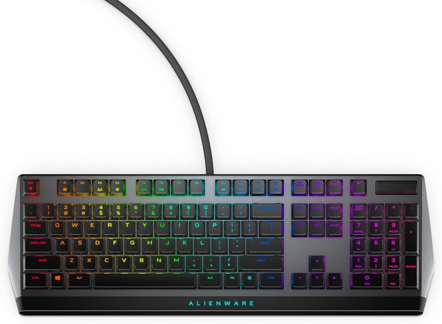 021bbc976d3cca459d1e3ce5736db019.png Low-Profile RGB Gaming Keyboard AW510K, Alienfx per Key RGB LED Color Backlighting, Media CONTROLS & USB Passthrough, Cherry MX Low Profile Red Switches - Image 1