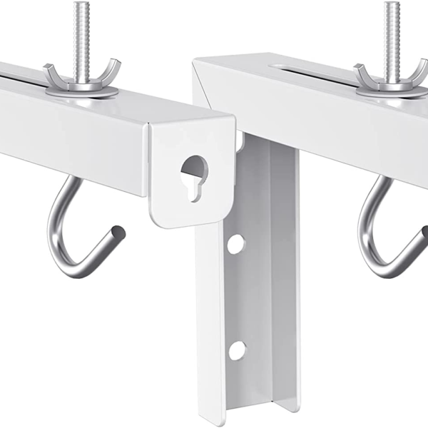 Universal Projector Screen Ceiling Mount, Wall Hanging Mount L-Brackets, 6 Inch Adjustable Extension with Hook Kit, Perfect Projector Screen Placement Hold up to 66 Lbs (PSM001-W), White