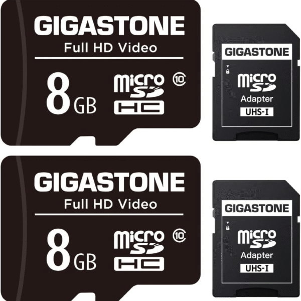 8GB Micro SD Card 2-Pack, Full HD Video, Surveillance Security Cam Action Camera Drone, 85Mb/S Micro SDHC Class 10