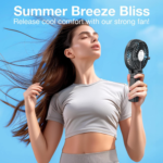 Portable Handheld Fan, Powerful+Durable+4000Mah+180° Foldable, Mini Table Fans with USB Rechargeable Battery Operated Cooling Accessories for Personal Use, Travel, Office Black - Image 5