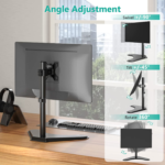 Single Monitor Stand for 13-32 Inch Computer Screens, Freestanding Single Monitors Arm Desk Mount, Universal VESA Monitor Mount 75X75/100X100Mm, Adjustable Height and Angle, (MF001), Black - Image 4