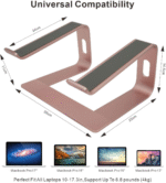 Ergonomic Aluminum Laptop Mount | Computer Stand & Holder - Compatible with Macbook, HP, Lenovo, Samsung, Huawei & More (10-17.3" Laptops) - Rose Gold - Image 3