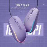 Wired Mouse - USB Computer Mice Wired with RGB Backlit Optical LED Mouse with Attached USB Cord for Laptops Notebooks Chromebook - Purple - Image 3