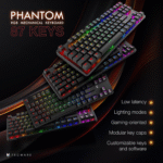 Phantom 87 Key RGB Mechanical Gaming Keyboard | Outemu Red Switch | 16.8M Color LED Lighting | 18 Pre-Set | Low Latency | N-Key Rollover | Software Customizable Keys | Wired USB Connection - Image 2