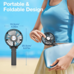 Portable Handheld Fan, Powerful+Durable+4000Mah+180° Foldable, Mini Table Fans with USB Rechargeable Battery Operated Cooling Accessories for Personal Use, Travel, Office Black - Image 7