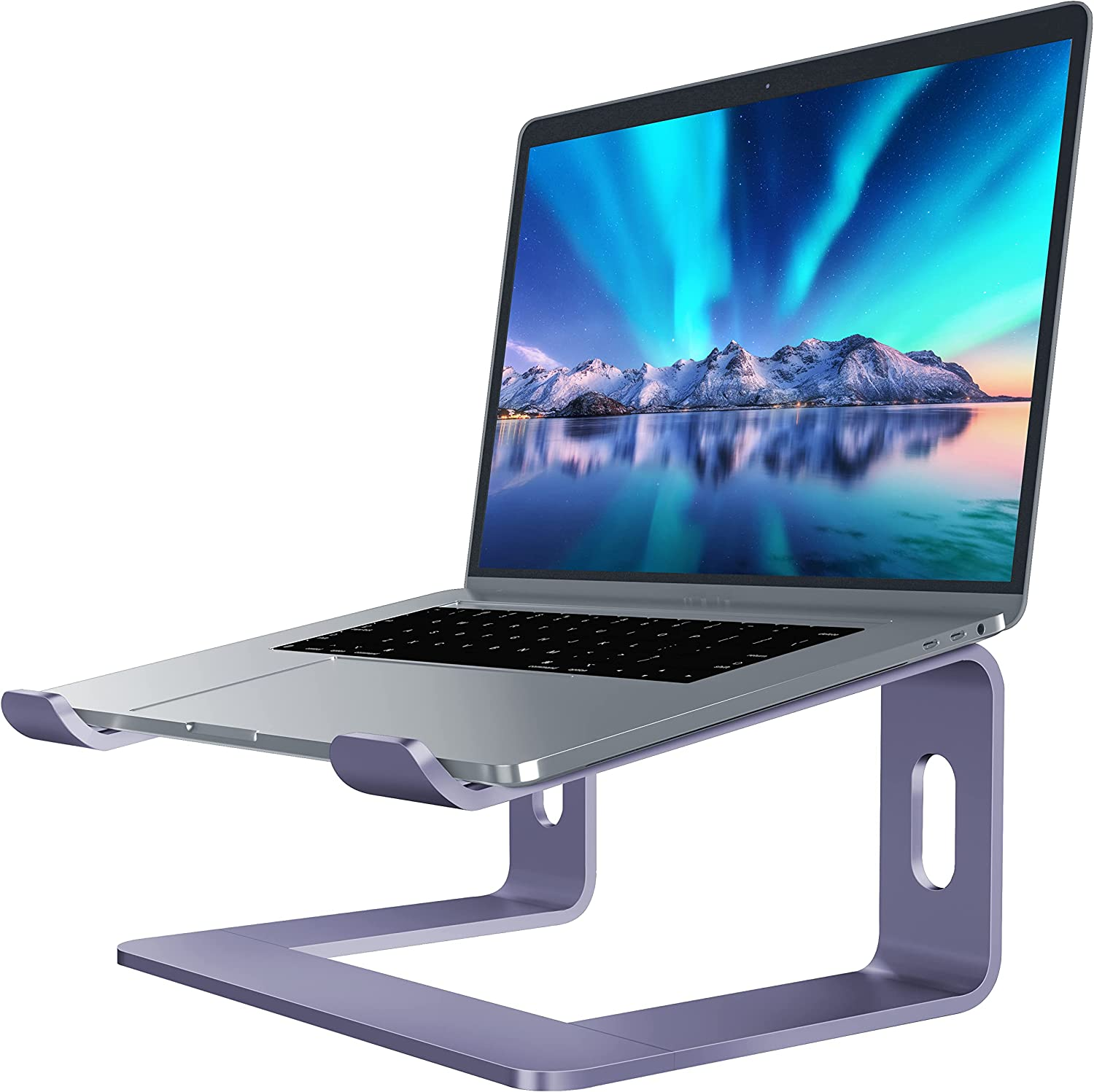 55bf09ae97d192426457daef91013d56.png Laptop Stand, Aluminum Computer Riser, Ergonomic Laptops Elevator for Desk, Metal Holder Compatible with 10 to 15.6 Inches Notebook Computer, Purple - Image 1