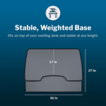 - desk Essential 36 - Two-Tier Standing Desk Converter for Monitor & Accessories - Height Adjustable Sit Stand Desk - Fully Assembled Monitor Riser for Home Office - 36" Wide, Black - Image 4