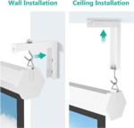 Universal Projector Screen Ceiling Mount, Wall Hanging Mount L-Brackets, 6 Inch Adjustable Extension with Hook Kit, Perfect Projector Screen Placement Hold up to 66 Lbs (PSM001-W), White - Image 6