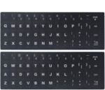 2PCS Universal English Keyboard Stickers, Matte Replacement English Keyboard Stickers with White Font on Black Background for Laptops and Desktops, Keyboard Alphabet Stickers