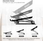 Laptop Stand, Adjustable Laptop Riser with Slide-Proof Silicone and Protective Hooks, Laptop Stand for Laptop up to 17 Inches, Laptop Holder Compatible for Macbook, Laptop-Black - Image 3