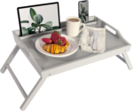 Extra Large Wood Bed Tray, Lap Tray, Lap Desk with Phone Holder - Fits up to 17.3 Inch Laptops and Most Tablets - Calming Gray - Style No. 78105