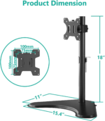 Single Monitor Stand for 13-32 Inch Computer Screens, Freestanding Single Monitors Arm Desk Mount, Universal VESA Monitor Mount 75X75/100X100Mm, Adjustable Height and Angle, (MF001), Black - Image 6