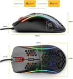 Model D Wired Gaming Mouse - 68G Superlight Honeycomb Design, RGB, Ergonomic, Pixart 3360 Sensor, Omron Switches, PTFE Feet, 6 Buttons - Glossy White - Image 3