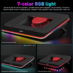 GT500 Powerful Turbo-Fan (5000 RPM) RGB Laptop Cooling Pad with Infinitely Variable Speed,Seal Foam for Rapid Cooling Gaming Laptop,Dust Filter for Protect Laptop,13-17.3Inch Laptop Cooler - Image 4