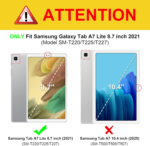 Keyboard Case for Samsung Galaxy Tab A7 Lite 8.7 Inch 2021 Model (SM-T220/T225/T227), Slim Lightweight Stand Cover with Magnetically Detachable Wireless Bluetooth Keyboard, Black - Image 2