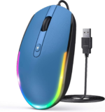 Wired Mouse - USB Computer Mice Wired with RGB Backlit Optical LED Mouse with Attached USB Cord for Laptops Notebooks Chromebook - Purple - Image 10
