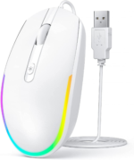 Wired Mouse - USB Computer Mice Wired with RGB Backlit Optical LED Mouse with Attached USB Cord for Laptops Notebooks Chromebook - Purple - Image 9