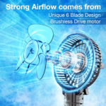 Portable Handheld Fan, Powerful+Durable+4000Mah+180° Foldable, Mini Table Fans with USB Rechargeable Battery Operated Cooling Accessories for Personal Use, Travel, Office Black - Image 2