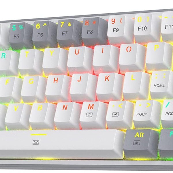 K617 Fizz 60% Wired RGB Gaming Keyboard, 61 Keys Hot-Swap Compact Mechanical Keyboard W/White and Grey Color Keycaps, Linear Red Switch, Pro Driver/Software Supported
