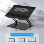 Laptop Stand, Adjustable Laptop Riser with Slide-Proof Silicone and Protective Hooks, Laptop Stand for Laptop up to 17 Inches, Laptop Holder Compatible for Macbook, Laptop-Black - Image 4