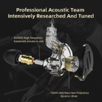 KZ ZSN PRO X Hifi in Ear Monitor IEM Headphones, 1BA 1DD Earbud Headphone Dual Driver Drummer Musician Earphone Stereo Headset with Removable C Pin Cable for Church (NO Mic, Dark Black)…… - Image 3