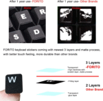 2PCS Universal English Keyboard Stickers, Matte Replacement English Keyboard Stickers with White Font on Black Background for Laptops and Desktops, Keyboard Alphabet Stickers - Image 6