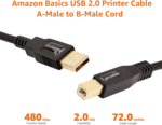 USB-A to USB-B 2.0 Cable for Printer or External Hard Drive, Computer Compatible, Gold-Plated Connectors, Black, 6 Foot - Image 6